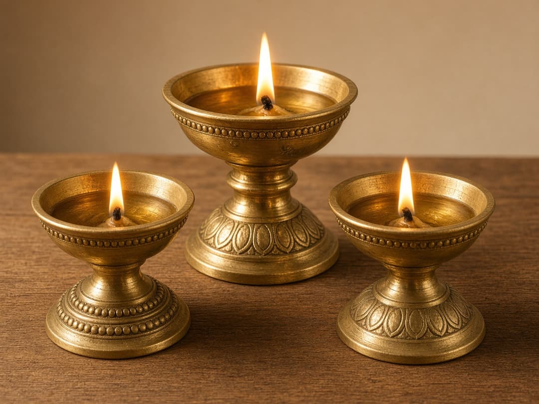 Brass diya set
